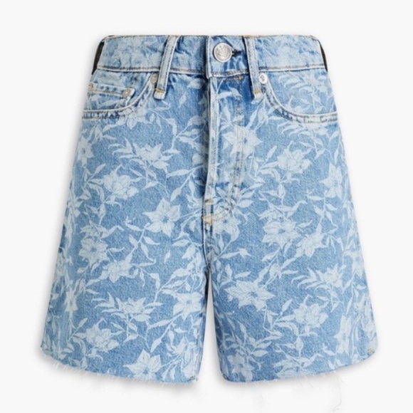 Rag & Bone Maya High Rise Floral Laser Print Raw Hem 6” Jean Short Size 25 EUC! - Picture 5 of 15